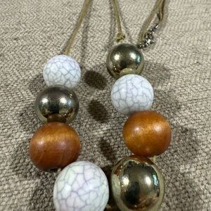 Gold and White Necklace with Textured Beads